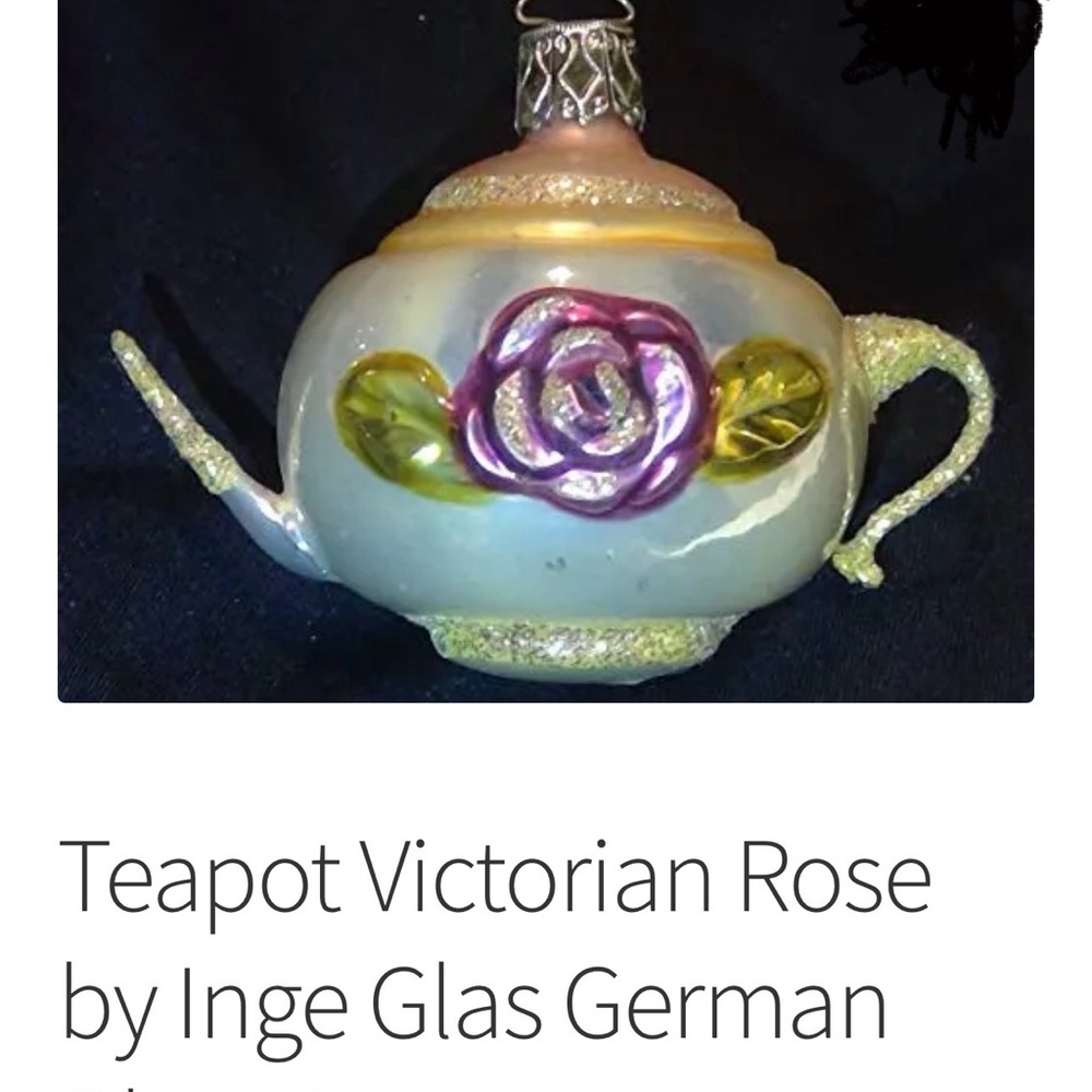 Inge Glas Victorian Rose Teapot Ornament